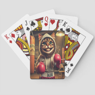 Boxchamp? - Katze mit Boxhandschuhen Spielkarten