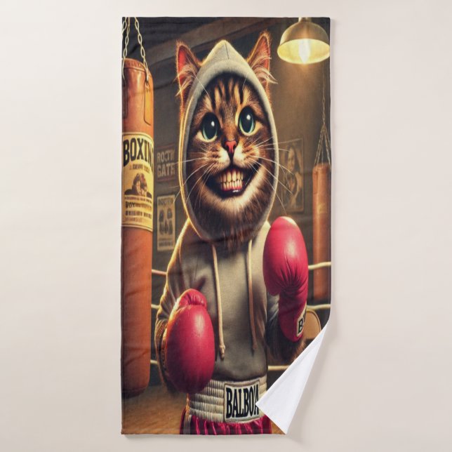 "Boxchamp? - Katze mit Boxklumpen Badehandtuch (Badehandtuch)