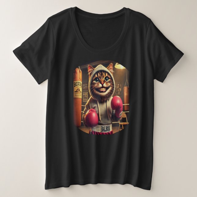 "Boxchamp? - Katze mit Boxklumpen Große Größe T-Shirt (Design vorne)