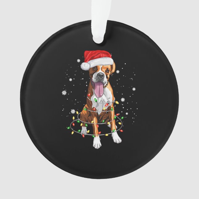 Boxe Chien Arbre Lumières Noël Jeu de Noël Pyjama  (devant)