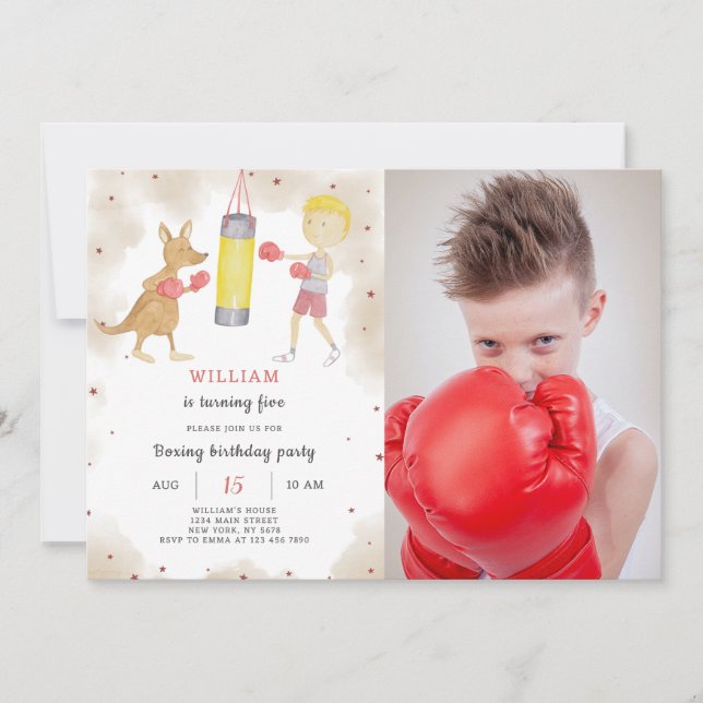 Boxe Invitation Anniversaire Avec photo (Devant)