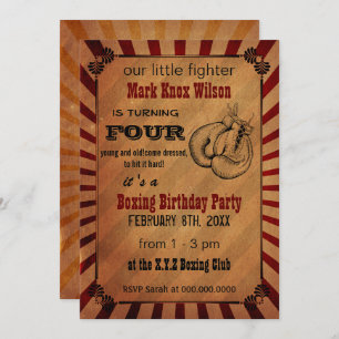 Boxe Vintage rustique Invitations d'anniversaire