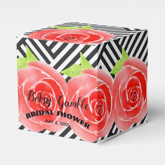 Boxed Streifen Aquarellfarben Rose Derby 2" Square Geschenkschachtel (Vorderseite)