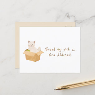 Boxed Up mit einer neuen Adresse!   Cat Zuhause Mo Postkarte