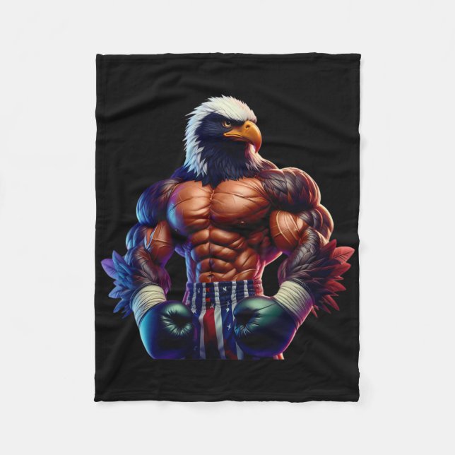 Boxen Blackhawk Boxer Kickboxer MMA Kämpfer Comba Fleecedecke (Vorderseite)