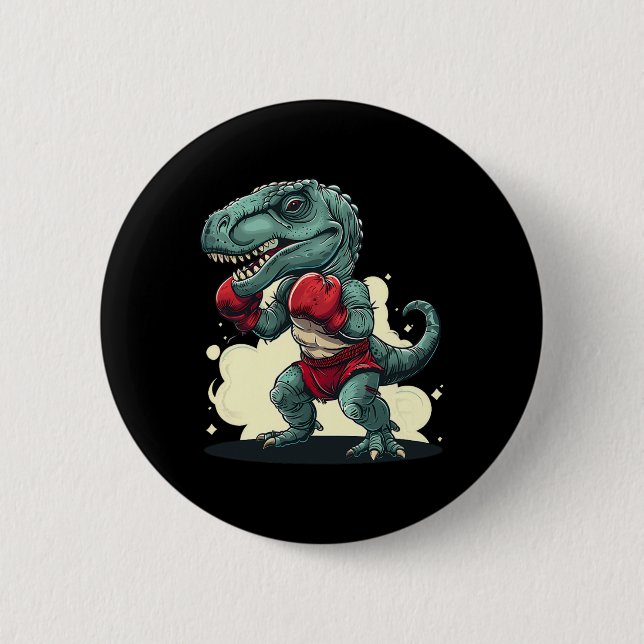 Boxen Dinosaur Boxer Dino Kickboxen T-Rex Boxen Button (Vorderseite)