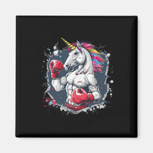 Boxen Einhorn mit Boxhandschuhen Kikboxen Funny Magnet