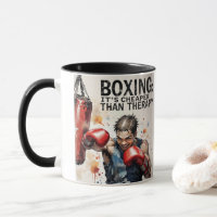 „Boxen – Es ist billiger als Therapie-Mug“
