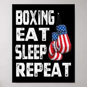 Boxen Essen Schlafen Wiederholen Gym Boxer Kickbox Poster