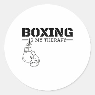 Boxen ist meine Therapie Lustiger Boxer Kämpfer Fi Runder Aufkleber