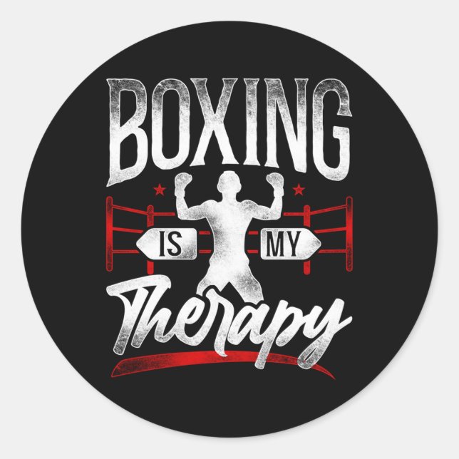 Boxen ist meine Therapie Runder Aufkleber (Vorderseite)