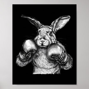 Boxen Kaninchen Boxhandschuhe Kickboxen Lustiger B Poster
