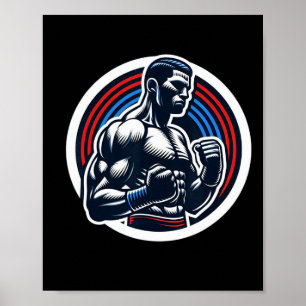 Boxen-Logo Strong Boxer Black Red and Blue Silhou Poster