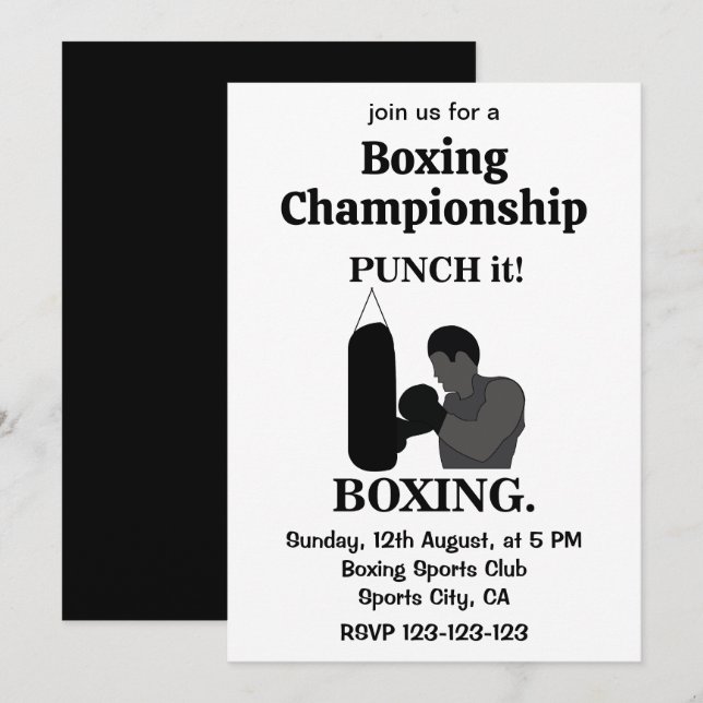 Boxen Sport Punch it Boxsport Einladung (Vorne/Hinten)