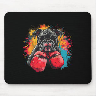 Boxender Bulldogge mit Boxhandschuhen Kickboxen Lu Mousepad