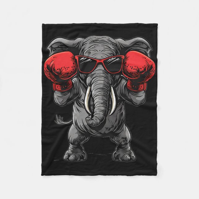 Boxender Elefant mit Boxhandschuhen Kickboxen Lust Fleecedecke (Vorderseite)