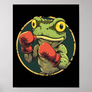 Boxender Frosch mit Boxhandschuhen Kickboxen Lusti Poster