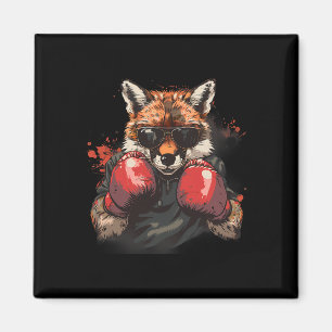 Boxender Fuchs mit Boxhandschuhen Kickboxen Lustig Magnet