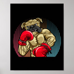 Boxender Hund mit Schwergewichts-Boxhandschuhen Bu Poster