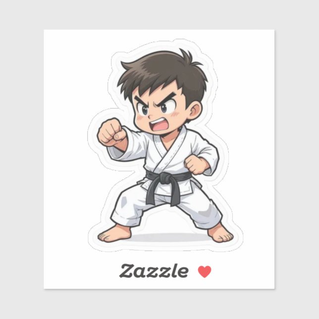 Boxender Karate-Schüler Aufkleber (Blatt)