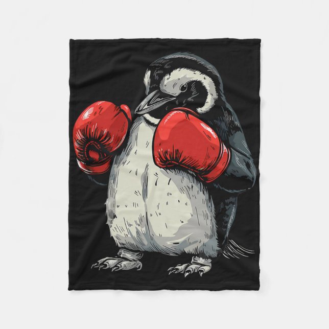 Boxender Pinguin mit Boxhandschuhen Kickboxen Lust Fleecedecke (Vorderseite)