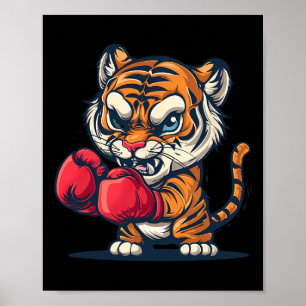 Boxender Tiger mit Boxhandschuhen Kickboxen Lustig Poster