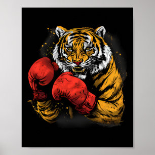 Boxender Tiger mit Boxhandschuhen Kickboxen Lustig Poster