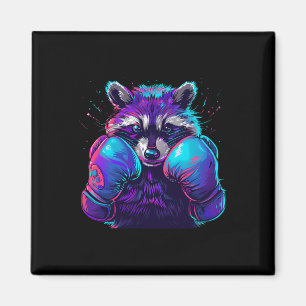 Boxender Waschbär mit Boxhandschuhen Kickboxen Lus Magnet