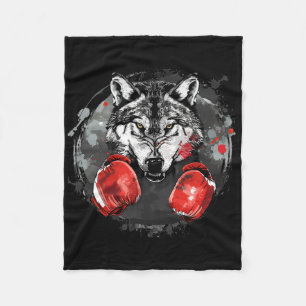 Boxender Wolf mit Boxhandschuhen Kickboxen Lustige Fleecedecke