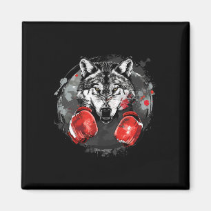 Boxender Wolf mit Boxhandschuhen Kickboxen Lustige Magnet