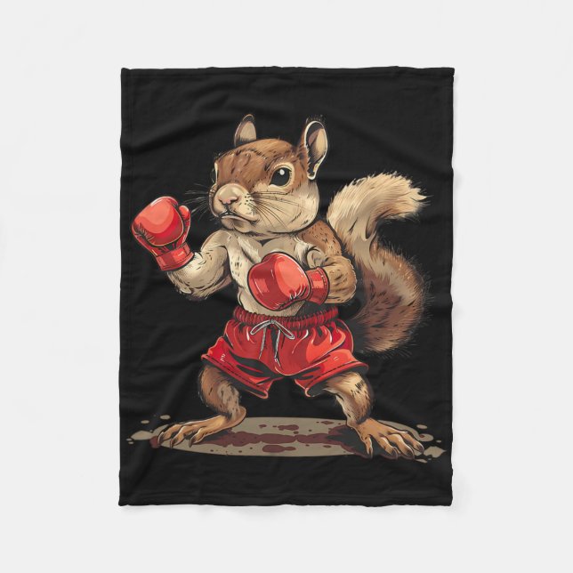 Boxendes Eichhörnchen mit Boxhandschuhen Kickboxen Fleecedecke (Vorderseite)