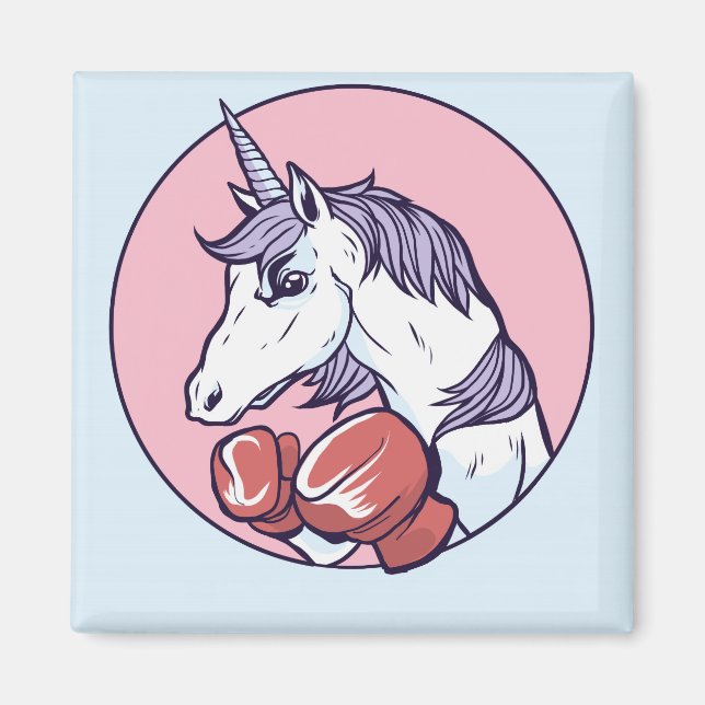 Boxendes Einhorn Magnet (Vorne)