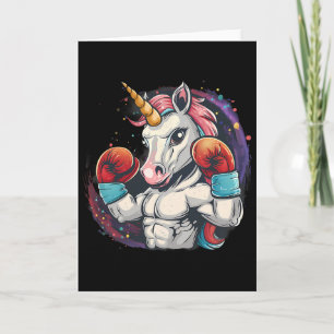 Boxendes Einhorn mit Boxhandschuhen Kickboxen Lust Karte