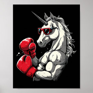 Boxendes Einhorn mit Boxhandschuhen Kickboxen Süß  Poster
