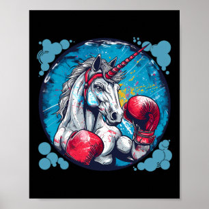Boxendes Einhorn mit Boxhandschuhen Kickboxen Süß Poster