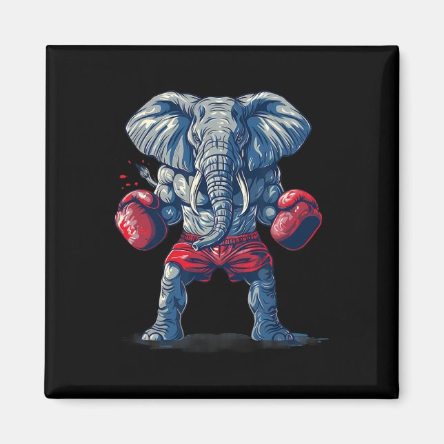 Boxendes Elefant mit Boxhandschuhen Kickboxen Lust Magnet (Vorne)