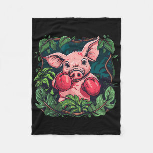 Boxendes Schwein mit Boxhandschuhen Kickboxen Lust Fleecedecke
