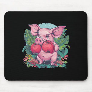 Boxendes Schwein mit Boxhandschuhen Kickboxen Lust Mousepad