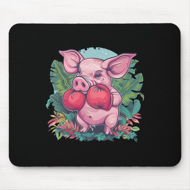Boxendes Schwein mit Boxhandschuhen Kickboxen Lust Mousepad (Vorne)