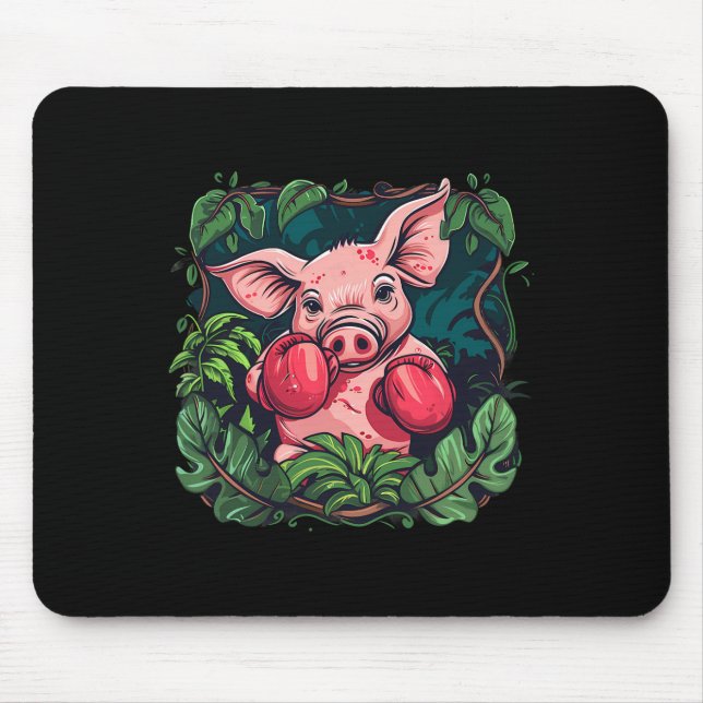 Boxendes Schwein mit Boxhandschuhen Kickboxen Lust Mousepad (Vorne)