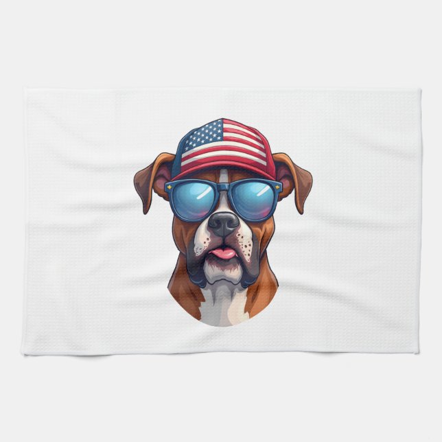 Boxer 4. Juli Geschirrtuch (Horizontal)