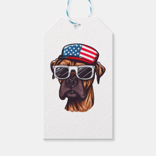 Boxer 4. Juli Party Geschenkanhänger (Vorderseite)