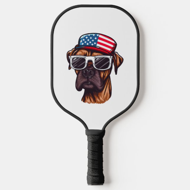 Boxer 4. Juli Party Pickleball Schläger (Vorderseite)