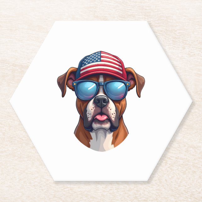 Boxer 4. Juli Untersetzer (Vorderseite)