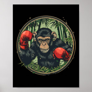 Boxer-Affe mit Boxhandschuhen Kickboxen Lustig B Poster