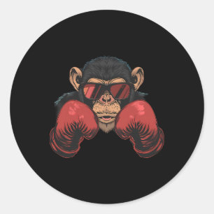 Boxer-Affe mit Boxhandschuhen Kickboxen Lustiges B Runder Aufkleber