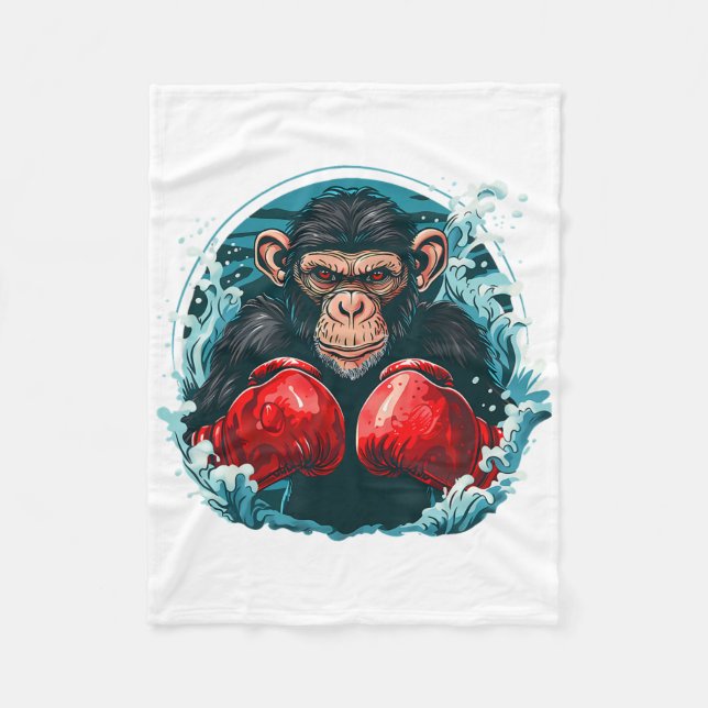 Boxer Affe mit Boxhandschuhen Kickboxing Funny B Fleecedecke (Vorderseite)