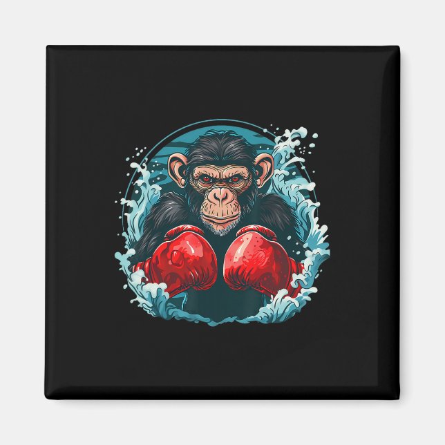 Boxer Affe mit Boxhandschuhen Kickboxing Funny B Magnet (Vorne)