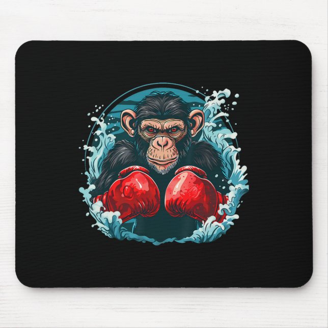 Boxer Affe mit Boxhandschuhen Kickboxing Funny B Mousepad (Vorne)