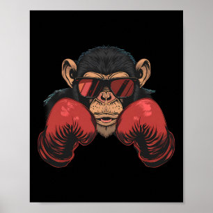 Boxer Affe mit Boxhandschuhen Kickboxing Funny B Poster